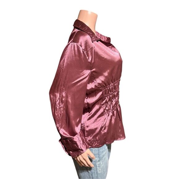 ReneeLamor Women long sleeve button up rose polyester shirt XL - Picture 5 of 7